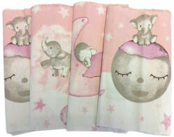  Pamutvászon maradék textil csomag / rózsaszín kiselefánt - hold