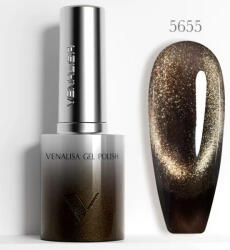 VENALISA Gel Polish - Csillogó Fekete-Arany 10 ml-5655-Mágneses-Cat Eye (5655)