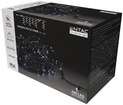 KORLEAND Karácsonyi sorolható LED fényfüzér (24m/240 LED) meleg fehér, kül- és beltéri, adapter nélkül