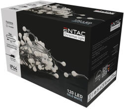 KORLEAND Mini gömb kültéri LED karácsonyi fényfüzér, 8 funkciós (9m/120 LED) hideg fehér