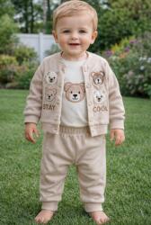 Baby 3részes babaruha szett - Maci, bézs Méret: 62-68