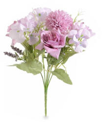 Decorer Buchet Hortensii si Trandafiri artificiali roz verzi 30 cm (A56.43.75CDECO)
