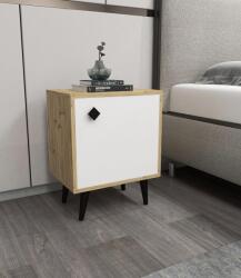 ASIR GROUP Noptiera Hastikoz cu usa, Alb - Stejar - Lemn, Natural, 45x65x35 cm (854KLN3316)