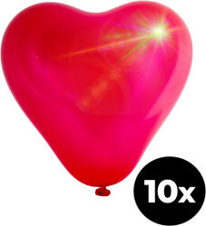 Aga4Kids Balon din latex Inimă cu LED Roșu 25 cm 10 bucăți (10 ks)