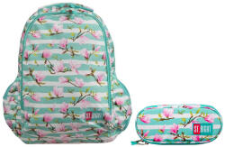 ST.RIGHT St. Set școlar RIGHT rucsac cu două compartimente + penar Flower Magnolia (BP-47+SASZETKA-KWIAT-MAGNOLI)