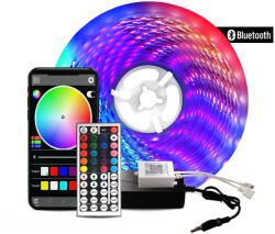 Aga Bluetooth bandă LED RGB 5m + telecomandă + sursă de alimentare (MR8001)
