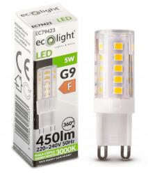 ECOLight Bec LED - G9 - 5W - 450lm - alb cald (i605_EC79423)