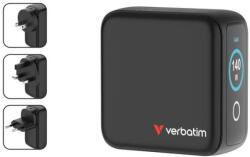 Verbatim Incarcator Verbatim 30240 Mini GaN cu afisaj, 140W, 3 porturi USB-C, 1 port USB-A, Negru (30240)