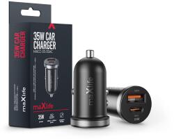 Maxlife MXCC-05 35W PD+QC autós gyorstöltő adapter USB+Type-C - fekete (ML915375) (ML915375)