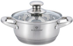 BLAUMANN Satin Gourmet Line rozsdamentes acél lábas fedővel, 24 cm, 6 literes, szatén (BL-3320)