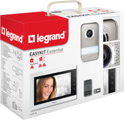 Legrand 2 vezetékes EASYKIT Essential videó kaputelefon szett: színes videó (7''), bővíthető 1 lakásos, DIN moduláris táppal, fehér