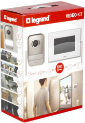 Legrand 2 vezetékes színes videó kaputelefon szett, 1 v. 2 lakásos, 7"-os FEHÉR beltéri egységgel