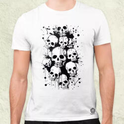 Magnolion Fekete fehér koponyák v1 férfi póló (6855)