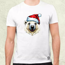 Magnolion Pixelart jegesmedve mikulás sapkában v2 férfi póló (612)