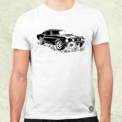 Magnolion Mustang és virágok rajz v1 férfi póló (23374)