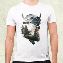 Magnolion Dupla expozíció harcos viking v3 férfi póló (2351)