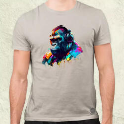 Magnolion Gorilla zenét hallgat v2 férfi póló (1636)