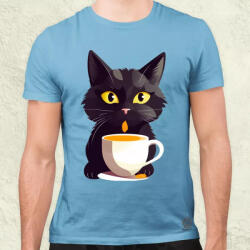 Magnolion Macska és kávé v1 férfi póló (4967)