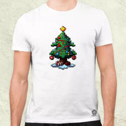 Magnolion Pixelart karácsonyfa férfi póló (614)