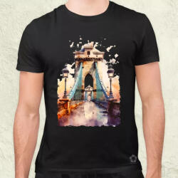 Magnolion Budapest Lánchíd vízfesték v1 férfi póló (4570)