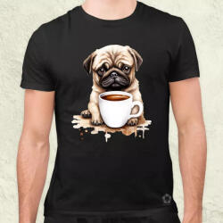 Magnolion Kutyus kávézik v1 férfi póló (6871)