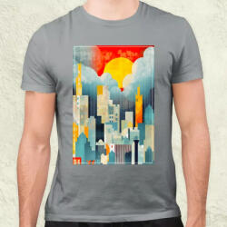 Magnolion Absztrakt minimalista város v2 férfi póló (5316)