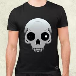 Magnolion Fekete fehér rajzfilm koponya v2 férfi póló (5356)