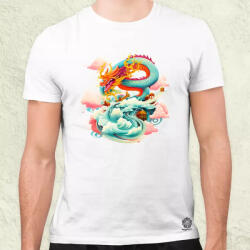 Magnolion Színes vintage sárkány tetoválás v1 férfi póló (8902)