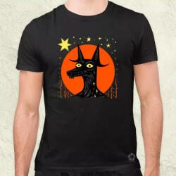 Magnolion Fekete kutya csillagok között v3 férfi póló (21625)