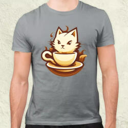 Magnolion Macska és kávé v6 férfi póló (7802)