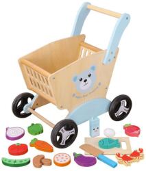 Mappy bevásárlókocsi, termékekkel, fa, 16 darabos
