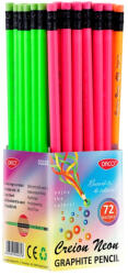 Daco Set 72 creioane HB cu radiera Daco, Neon (CG101)