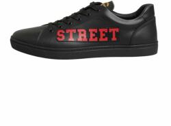 Dolce&Gabbana Street Life alacsony szárú bőr férfi tornacipő 42 EU fekete