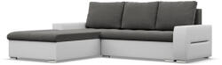 GreenSite Toronto sarokkanapé, 2 ágyneműtartóval, bársony + műbőr, baloldali, szürke - fehér