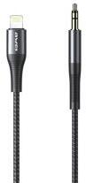 Awei CL-116L audió kábel (3.5mm jack - lightning, cipőfűző, 100cm) FEKETE