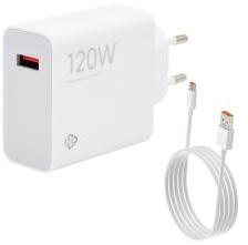Xiaomi MDY-14-EE hálózati töltő USB aljzat (120W, PD gyorstöltő 3.0 + Type-C kábel) FEHÉR