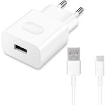 Huawei hálózati töltő USB aljzat (18W, gyorstöltő + C02450768A microUSB kábel) FEHÉR (101707)