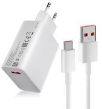 Xiaomi hálózati töltő USB aljzat (33W, PD gyorstöltő + Type-C kábel) FEHÉR (132767)