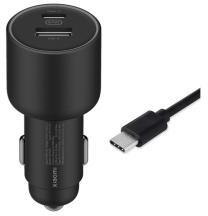 Xiaomi Mi autós töltő USB+Type-C aljzat (67W, gyorstöltő + Type-C kábel) FEKETE (138244)