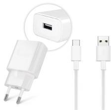 Huawei hálózati töltő USB aljzat (10W, gyorstöltő + LX1121 Type-C kábel) FEHÉR (84590)
