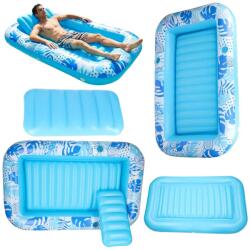  Felfújható úszó matrac, napozóágy párnával kék (IKO-5903039770416)