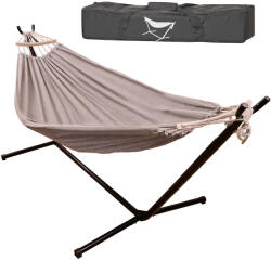  Kerti függőágy kerettel kétszemélyes hinta állvány függőágy állvány nagy erős + fedél 200cm 100kg (KX3297)