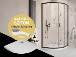 H2O CSOMAGAKCIÓ - H2O Comfort A 90x90 cm íves zuhanykabin Nero A Slim zuhanytálcával, matt fekete 10903 (10903)