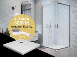 H2O CSOMAGAKCIÓ - H2O Comfort C 90x90 cm szögletes zuhanykabin Nero C Slim zuhanytálcával, króm 10905 (10905)