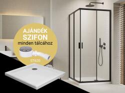 H2O CSOMAGAKCIÓ - H2O Comfort C 90x90 cm szögletes zuhanykabin Nero C Slim zuhanytálcával, matt fekete 10907 (10907)