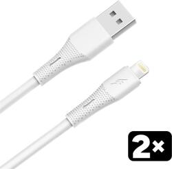 AVAX CB4302 2x USB-A - Lightning pachet de cabluri de încărcare din silicon, 1, 5 m, alb (AVAX_CB4302)