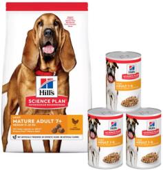 Hill's Science Plan 7+ Dog Mature Light Medium csirke 14 kg idős kutyáknak + 3 konzervdoboz INGYENES