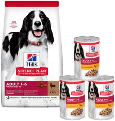 Hill's Science Plan Canine Adult Medium Lamb & Rice 18 kg kutyatáp közepes testű kutyáknak bárányhússal és rizzsel + 3 konzerv AJÁNDÉK