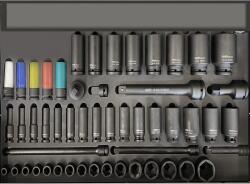 SP Tools Tálcás SP Tools "XL" Gépi Dugókulcs készlet 1/2"-3/4" rövid+hosszú 46 db (SPUSS016)