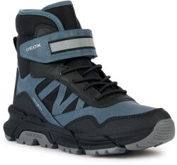 GEOX Ghete căptușite impermeabile băieti, velcro si siret, gri/negru, 28/35 gri/negru (13B1C3)